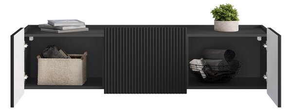 Závěsný TV stolek Malmi 150 cm - černý mat / zlatá