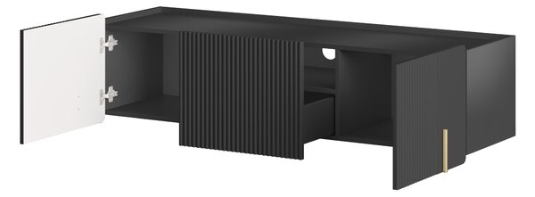 Závěsný TV stolek Malmi 150 cm - černý mat / zlatá