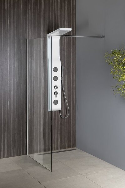 Aqualine Aqualine, WALK-IN stěna na instalaci na zeď se vzpěrou, jednodílná, 700 mm, čiré sklo, WI071