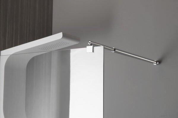 Aqualine Aqualine, WALK-IN stěna na instalaci na zeď se vzpěrou, jednodílná, 700 mm, čiré sklo, WI071