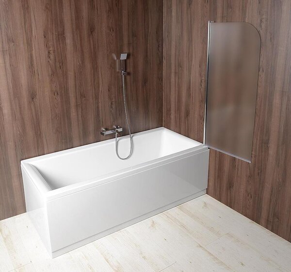 Aqualine Aqualine, VILMA vanová zástěna 600x1400 mm, chrom, pravá, brick sklo, AQ6018P