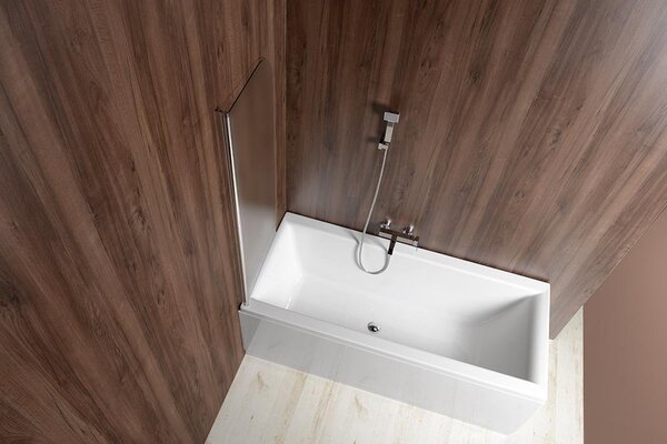 Aqualine Aqualine, VILMA vanová zástěna 600x1400 mm, chrom, levá, brick sklo, AQ6018L
