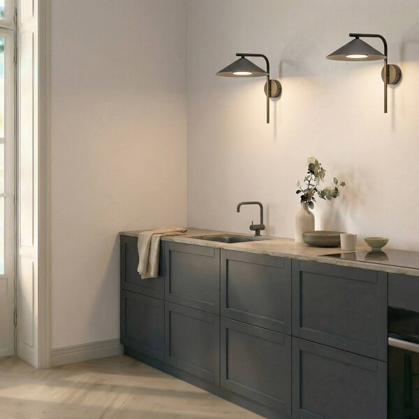 TK Lighting Nástěnné světlo Lume, hnědé, kov, výška 30,5 cm, stmívatelný, Hnědá / rez, Ložnice, kov