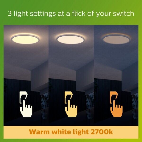 Philips 8719514417953 SuperSlim venkovní stropní svítidlo LED 15W/1300lm 2700K IP54 bílá SceneSwitch