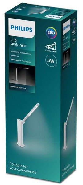 Philips 8719514420373 Amber cestovní prenosní dotyková lampička LED 5W/120lm 4000K USB bílá