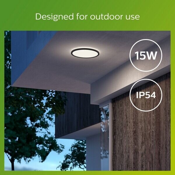 Philips 8719514418011 SuperSlim venkovní stropní svítidlo LED 15W/1500lm 4000K IP54 černá SceneSwitch