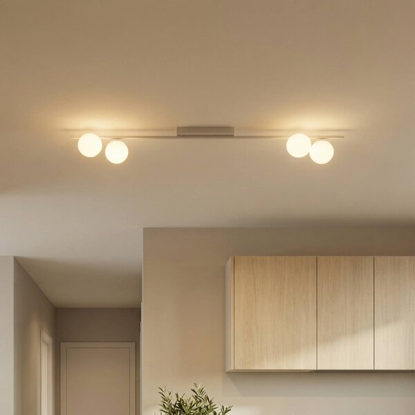 TK Lighting Stropní světlo Imelo, krémové, 4 žárovky, sklo, délka 140 cm, stmívatelný, Krémová / jantar, Ložnice, Sklo