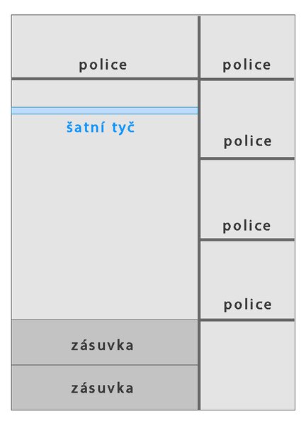 LORIN ka | šatní skříň 1 | 135 cm | s policemi, zásuvkami a šatní tyčí | PUSH OPEN | kašmír