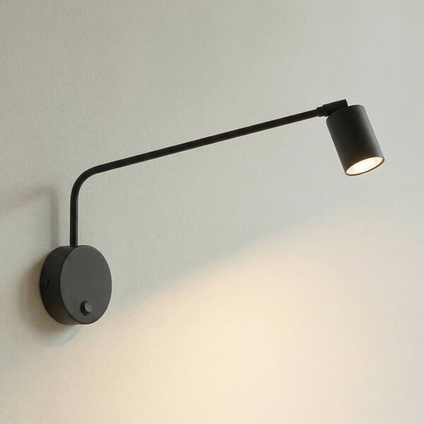 TK Lighting Nástěnné světlo Nex, černé, kov, výška 27 cm, GU10, stmívatelný, Černá, Obývací pokoj / jídelna, kov