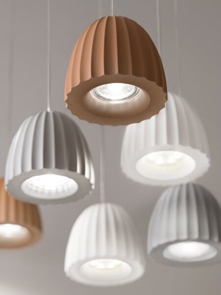 Ondaluce - Lustr na lanku CONCRETE 1xGU10/7,5W/230V pr. 10,5 cm beton/bílá
