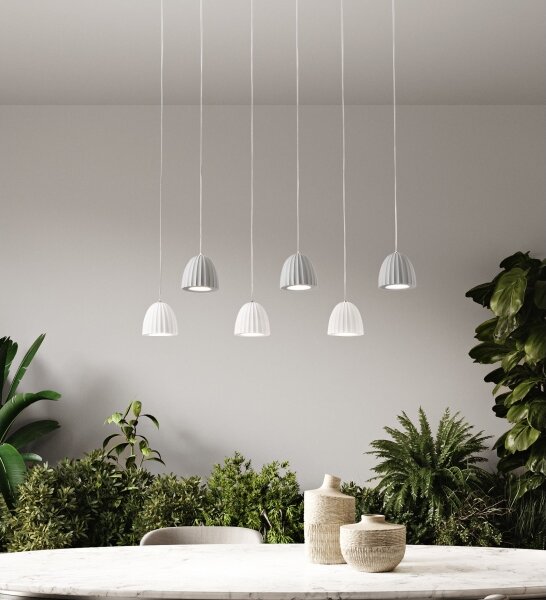 Ondaluce - Lustr na lanku CONCRETE 1xGU10/7,5W/230V pr. 10,5 cm beton/bílá