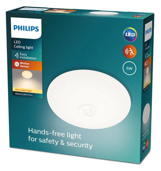 Philips 8719514431805 Mauve LED stropní svítidlo se senzorem 6W/600lm 2700K bílá