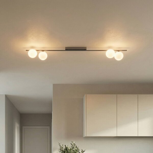 TK Lighting Stropní světlo Imelo, hnědé, 4 žárovky, sklo, délka 140 cm, stmívatelný, Hnědá / rez, Ložnice, Sklo
