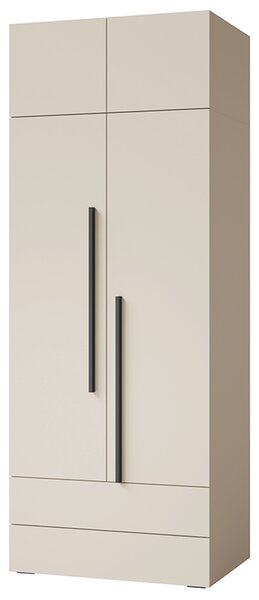 LORIN ka | šatní skříň 2 s nástavcem 18 | 90 cm | výška 236 cm | s policí, zásuvkami a šatní tyčí | PUSH OPEN | kašmír