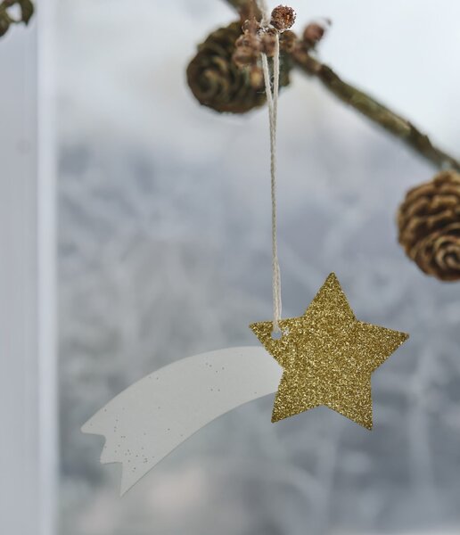 Závěsná papírová dekorace Star Gold Glitter