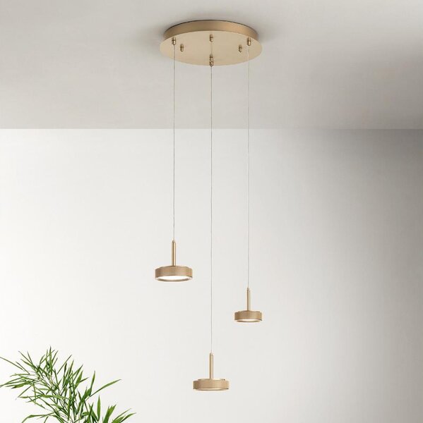 Ondaluce - LED Stmívatelný lustr na lanku NINA LED/24W/230V pr. 35 cm zlatá