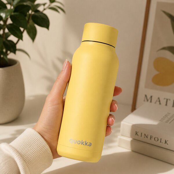 Nerezová termoláhev Solid Powder, 510ml, Quokka, světle žlutá