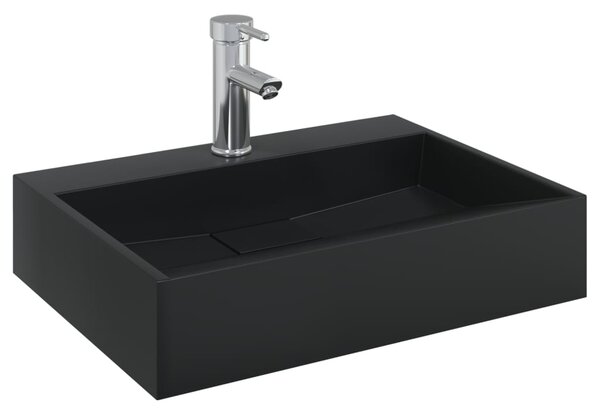 Umyvadlo 50x38x11 cm minerální/mramorový kompozit černé 155979