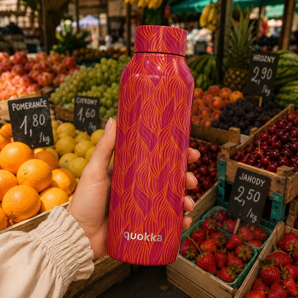 Nerezová termoláhev Solid, 510ml, Quokka, orange bloom