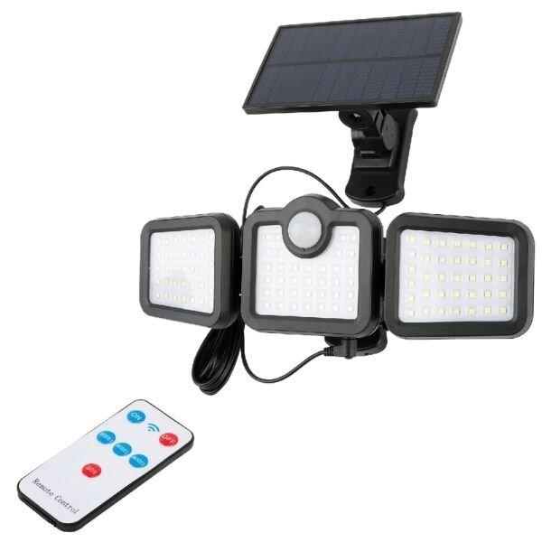 Venkovní solární světlo LED s čidlem 15W 600lm, denní, posuvný solární panel, dálkové ovl