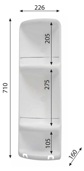 Gedy Gedy, CAESAR rohová polička se 3 patry, 226x710x160 mm, ABS plast, bílá, 7081
