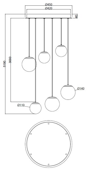 Ondaluce - LED Lustr na lanku SANTOS LED/48W/230V pr. 45 cm zlatá/bílá