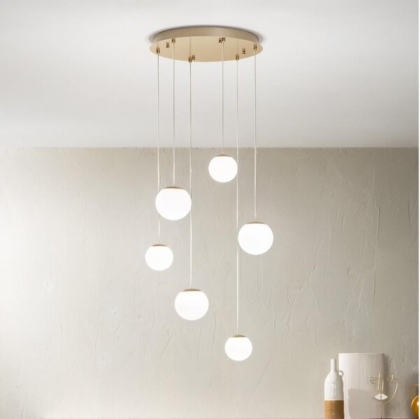 Ondaluce - LED Lustr na lanku SANTOS LED/48W/230V pr. 45 cm zlatá/bílá