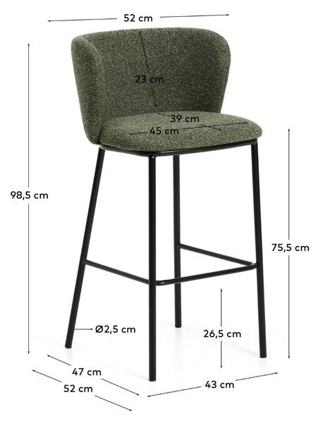 Kave Home Zelená barová židle Ciselia 75 cm