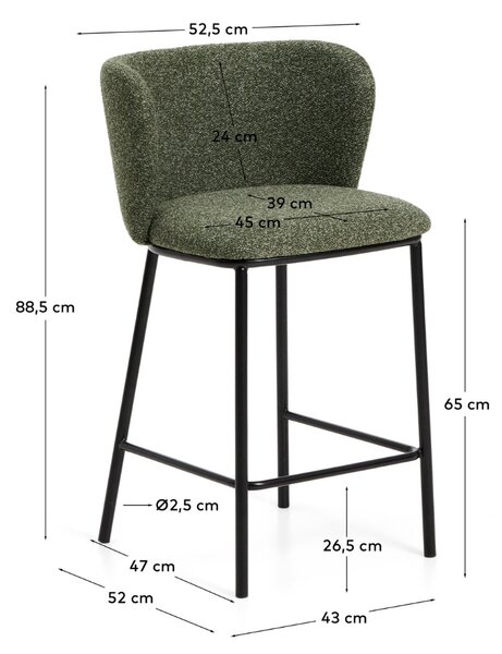 Kave Home Zelená barová židle Ciselia 65 cm