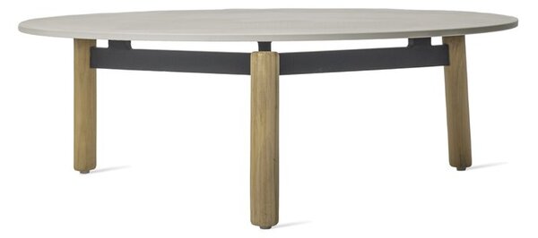 Vincent Sheppard Nízký stolek Lento, Vincent Sheppard, kulatý 90x29 cm, rám hliník a teak, deska keramika dekor Portland