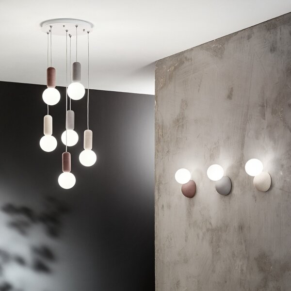Ondaluce - Lustr na lanku ROCK 6xG9/7W/230V pr. 35 cm beton/hnědá/šedá/bílá