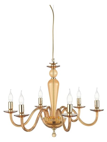 Ondaluce - Lustr na lanku PAGANINI 6xE14/10W/230V pr. 70 cm zlatá/kouřová béžová
