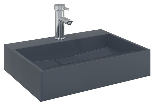 Umyvadlo 50x38x11 cm minerální/mramorový kompozit antracitové 155984