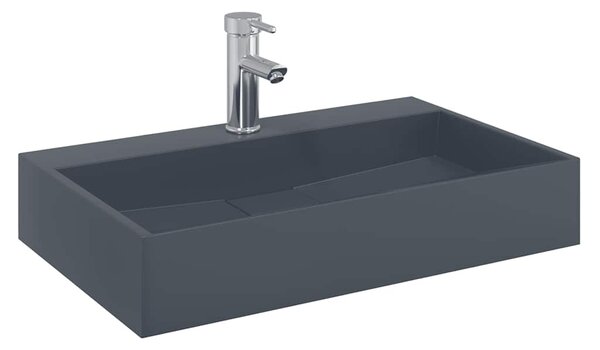 Umyvadlo 60x38x11 cm minerální/mramorový kompozit antracitové 155985