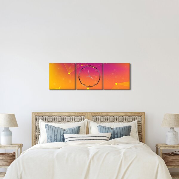 Barevný abstraktní obraz (s hodinami) (90x30 cm)