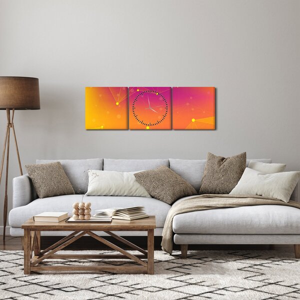 Barevný abstraktní obraz (s hodinami) (90x30 cm)