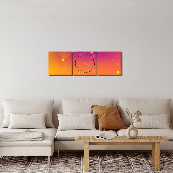 Barevný abstraktní obraz (s hodinami) (90x30 cm)
