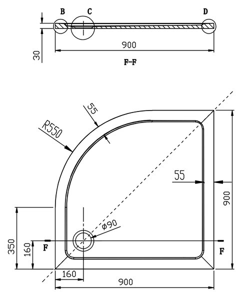 Gelco Gelco, AKCE čtvrtkruhová sprchová zástěna 900x900x1900mm, čiré sklo, AG4290