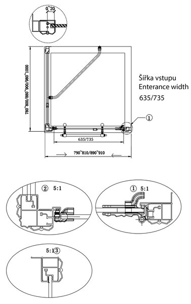 Gelco Gelco, ANTIQUE boční stěna 800mm, čiré sklo, bronz, světlý odstín, GQ5680CL