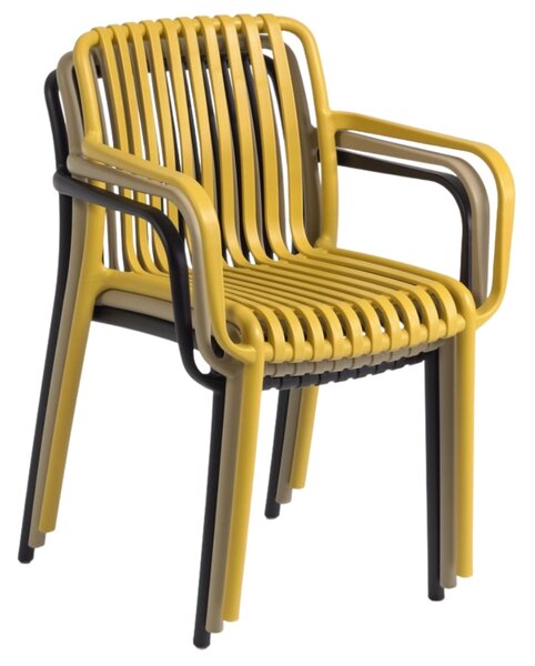Hořčicově žlutá plastová zahradní židle Kave Home Isabellini