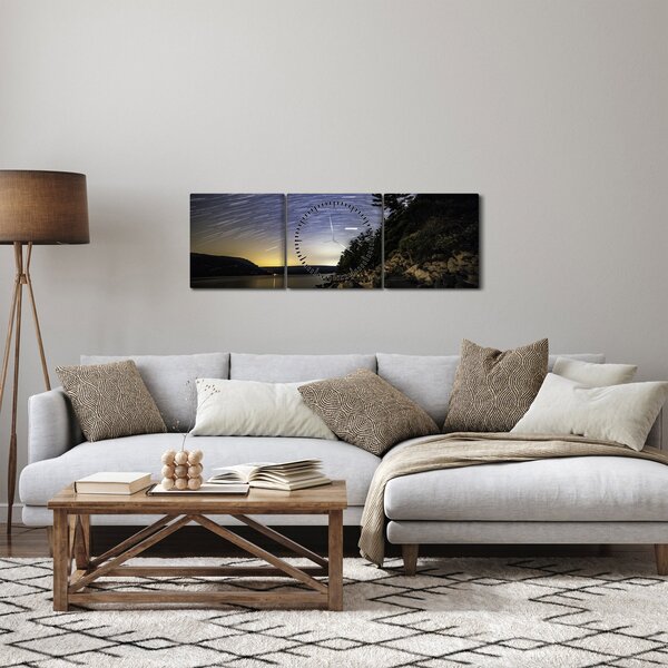 Obraz - obloha při západu slunce (s hodinami) (90x30 cm)