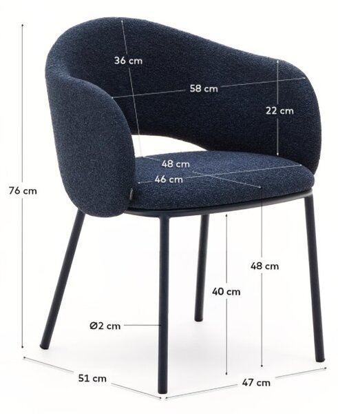 Modrá čalouněná jídelní židle Kave Home Maina