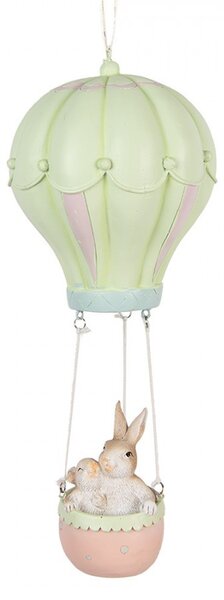 Závěsná dekorace králíci v balónu - Ø 14*34 cm - Clayre & Eef