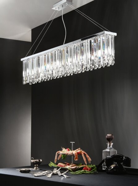 Ondaluce - Křišťálový lustr na lanku BATIDA 8xE14/10W/230V lesklý chrom