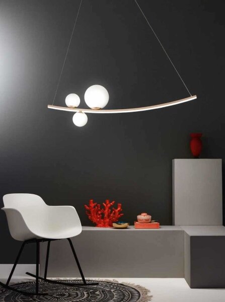 Ondaluce - LED Stmívatelný lustr na lanku ALTALENA LED/48W/230V zlatá/bílá