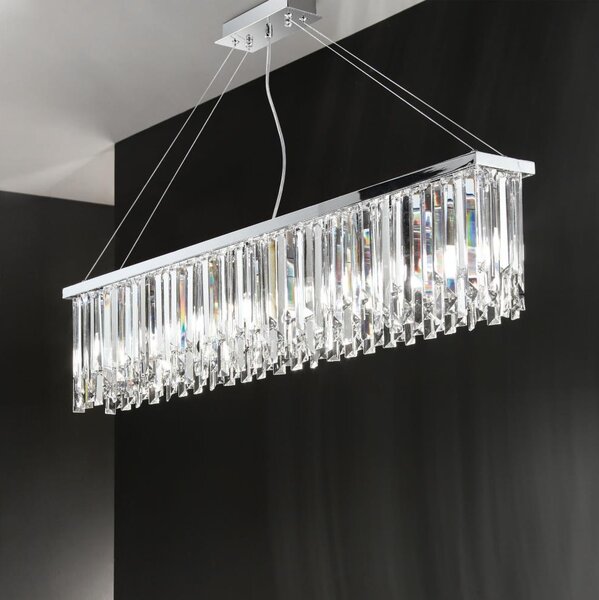 Ondaluce - Křišťálový lustr na lanku BATIDA 8xE14/10W/230V lesklý chrom