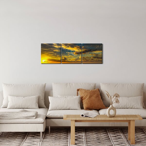 Západ slunce na moři (s hodinami) (90x30 cm)