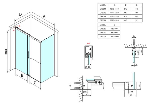 Gelco Gelco, Fondura obdélníková sprchová zástěna 1100x1000mm L/P varianta, GF5011GF5001
