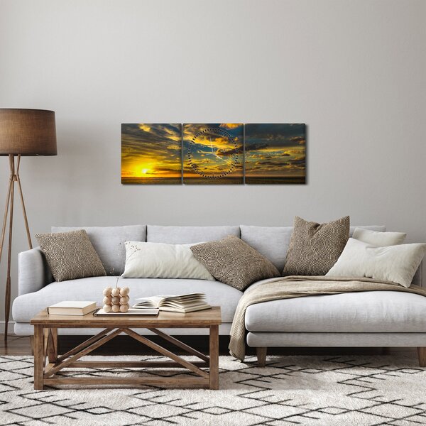 Západ slunce na moři (s hodinami) (90x30 cm)