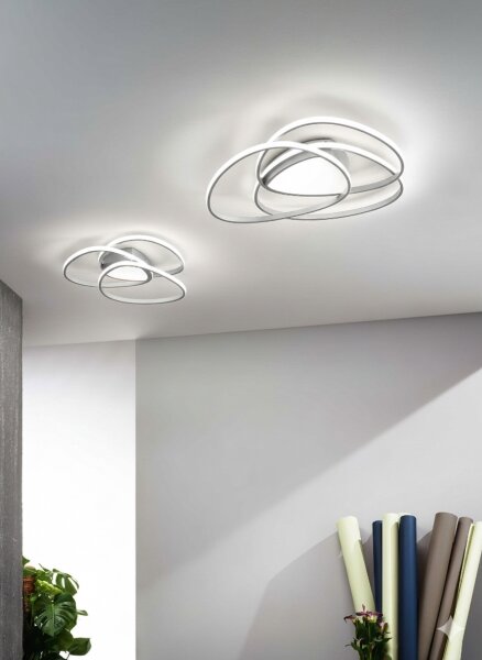 Ondaluce - LED Stmívatelné stropní svítidlo ROSE LED/60W/230V 50x54 cm stříbrná